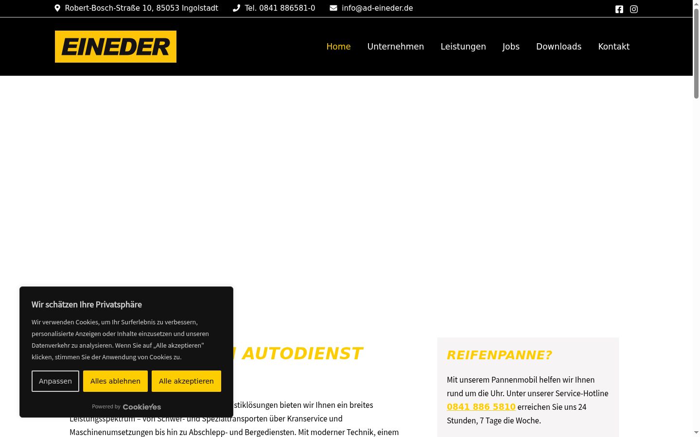 Screenshot of the consent banner shown before any interaction