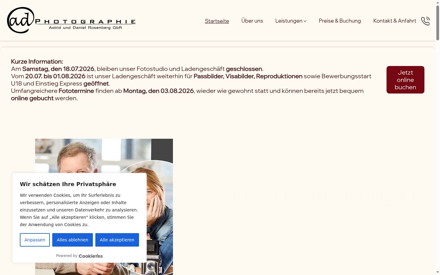 Screenshot of the consent banner shown before any interaction