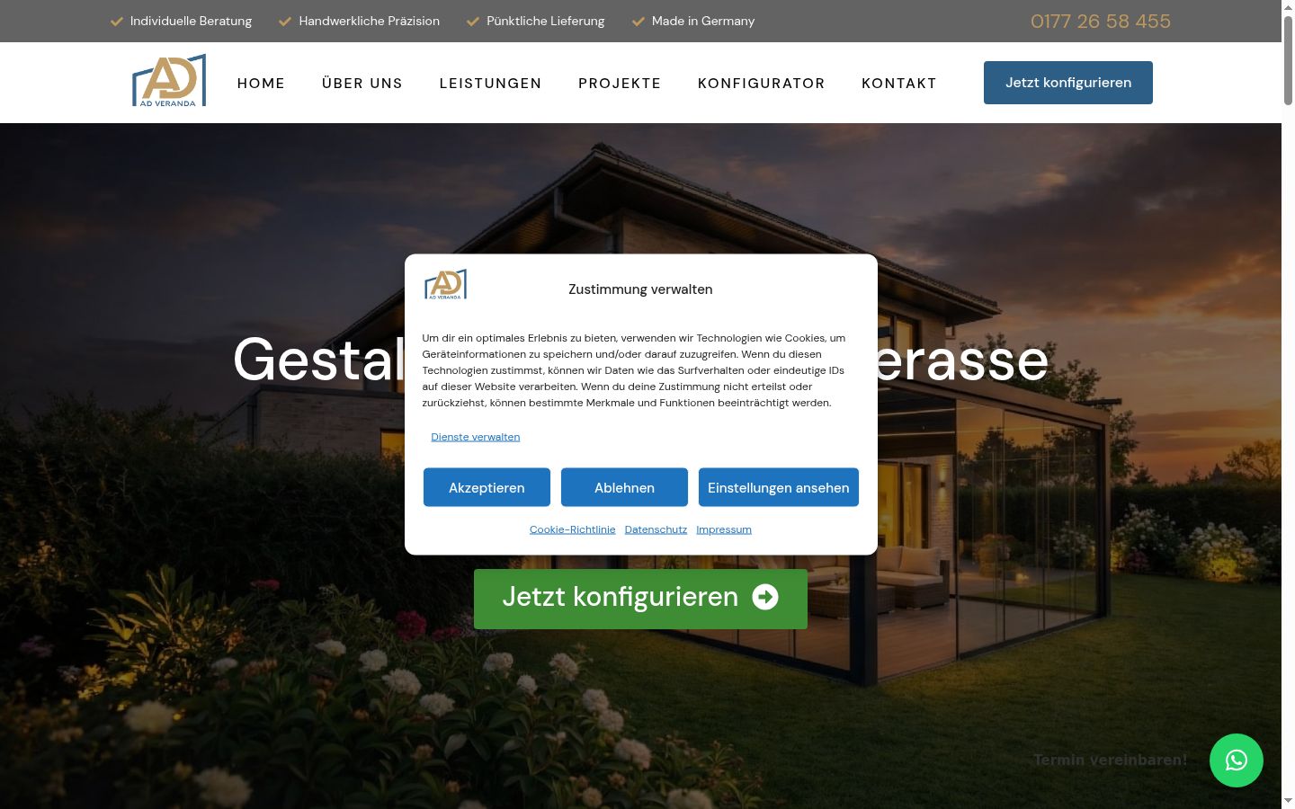 Screenshot of the consent banner shown before any interaction
