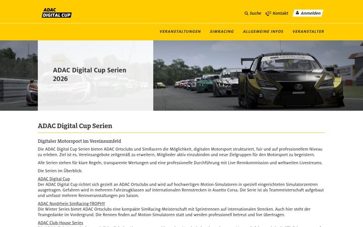 Posnetek zaslona adac-digital-cup.de