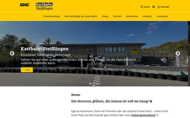 Captură de ecran a adac-kartbahn-steisslingen.de