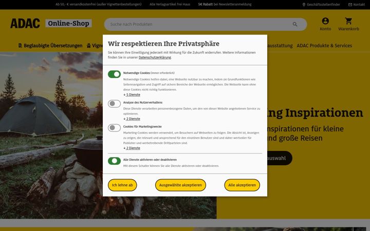 Screenshot of adac-shop.de