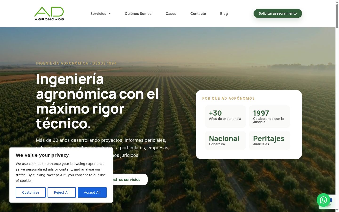 Screenshot of the consent banner shown before any interaction