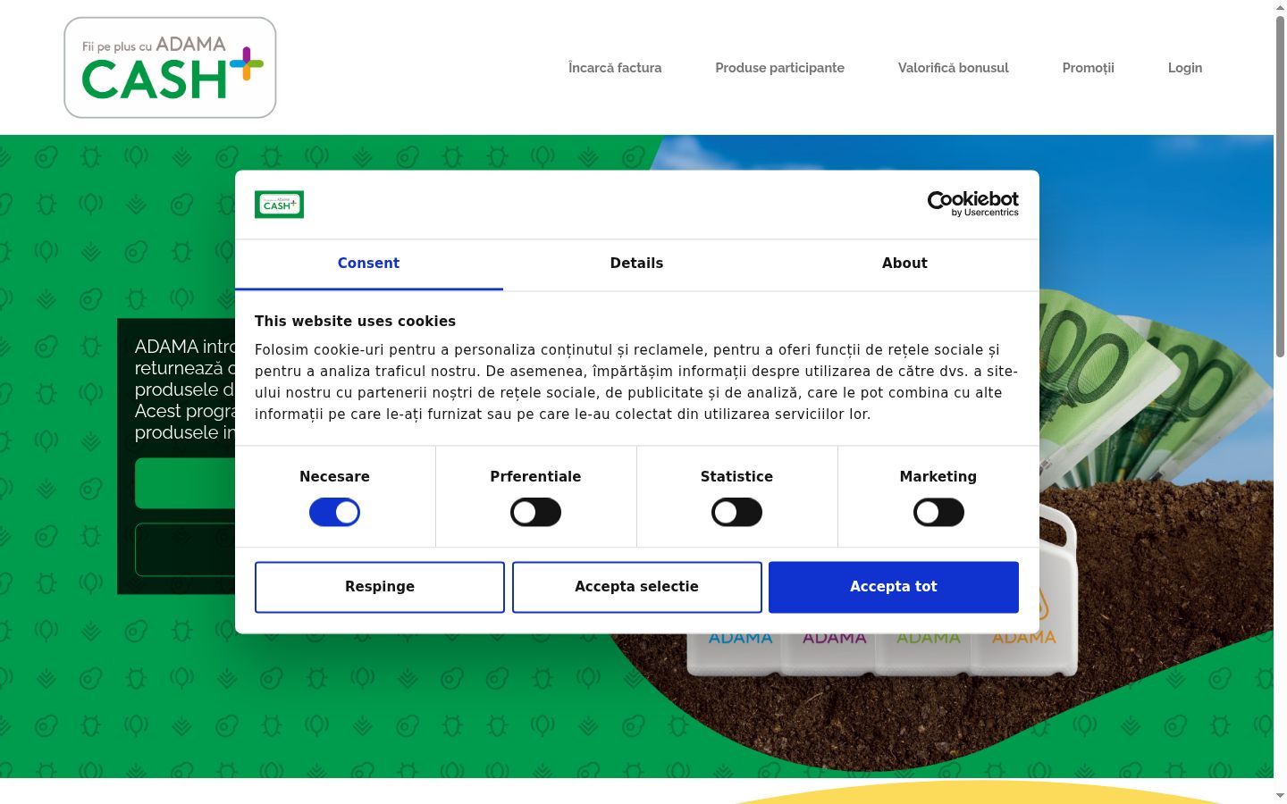 Screenshot of the consent banner shown before any interaction