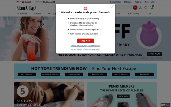 Screenshot of adamandeve.com