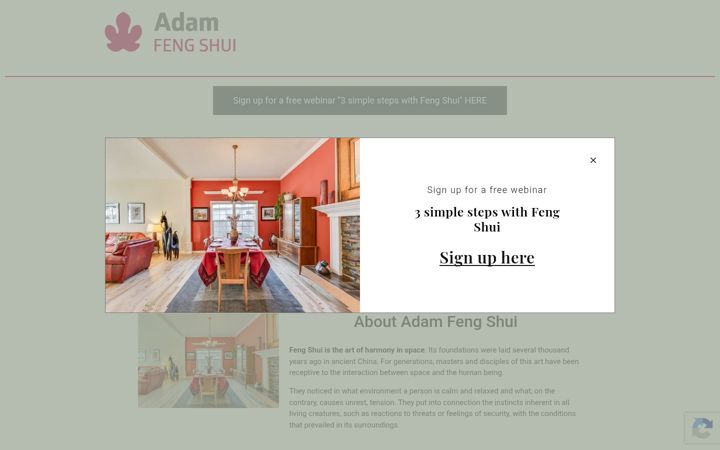 Snímek obrazovky adamfengshui.com