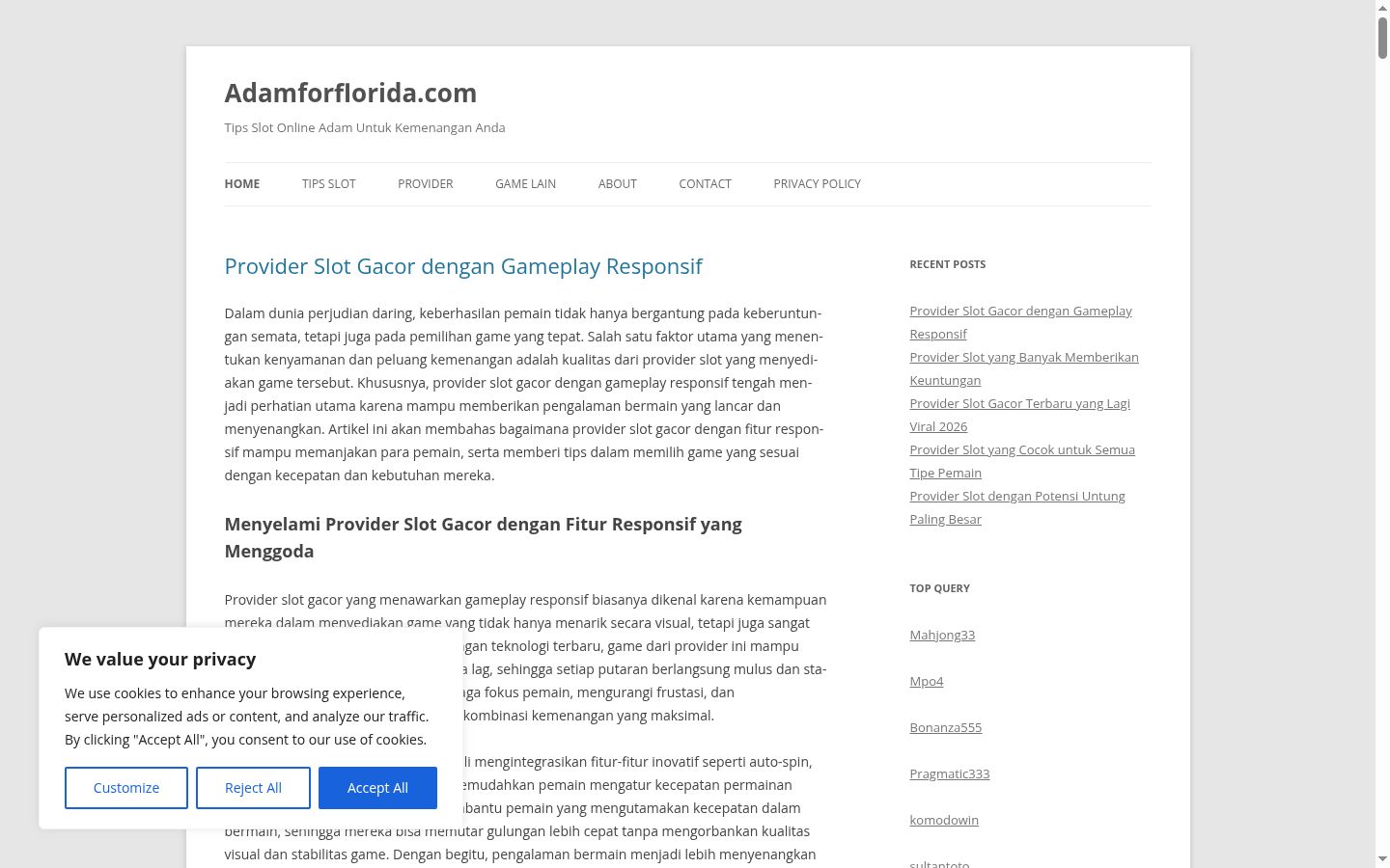 Screenshot del banner di consenso mostrato prima di qualsiasi interazione