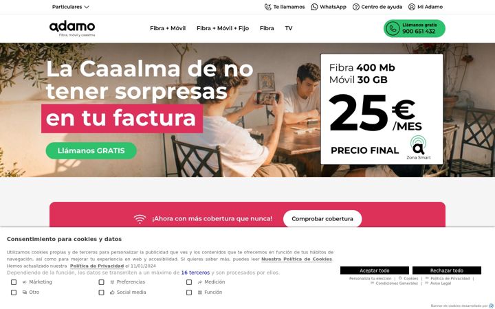 Screenshot of adamo.es