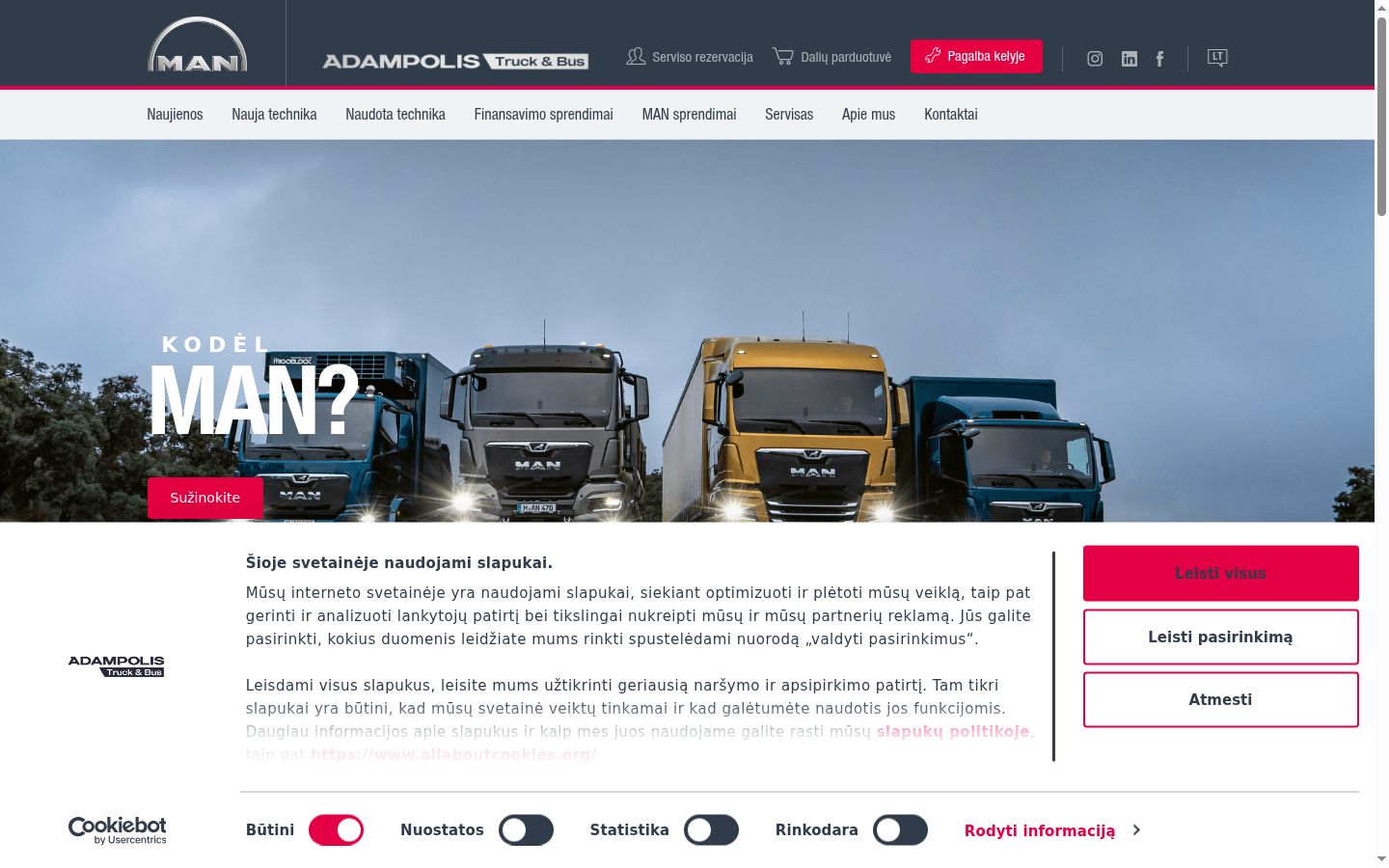 Sutikimo reklamjuostės, rodytos prieš bet kokią sąveiką, ekrano kopija