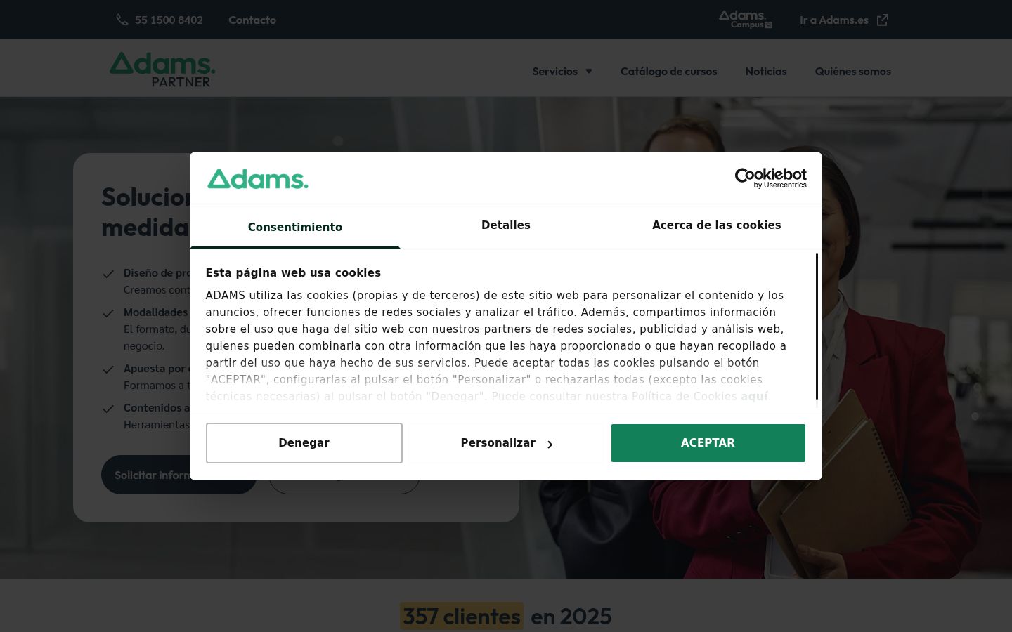 Screenshot of the consent banner shown before any interaction