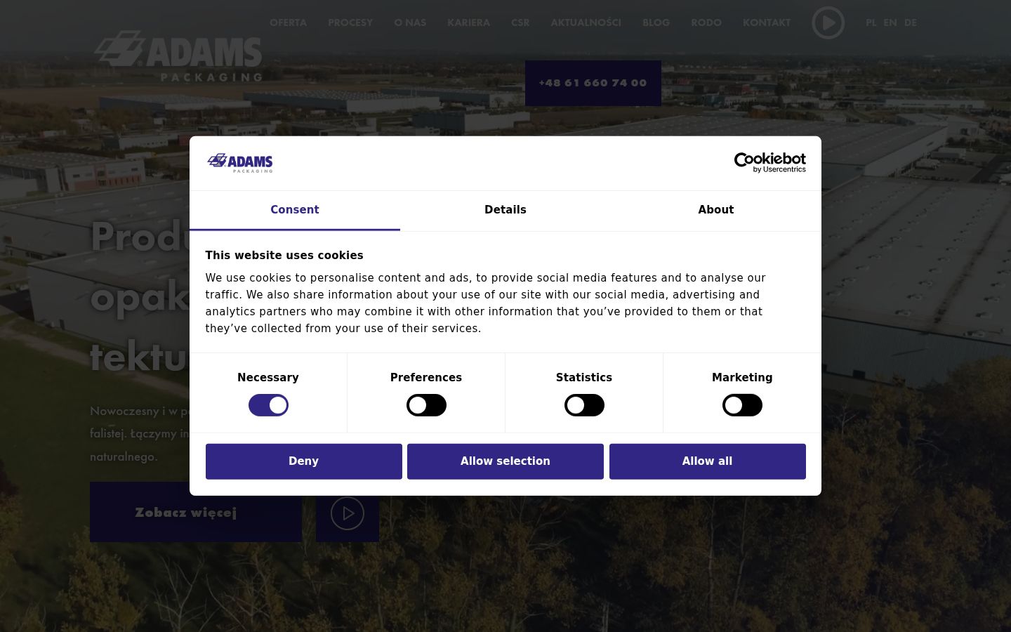 Screenshot of the consent banner shown before any interaction