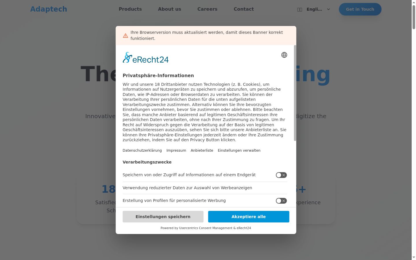 Screenshot tal-banner tal-kunsens muri qabel kwalunkwe interazzjoni