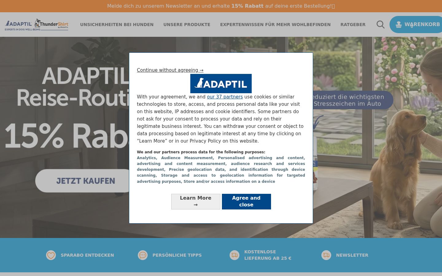 Screenshot tal-banner tal-kunsens muri qabel kwalunkwe interazzjoni