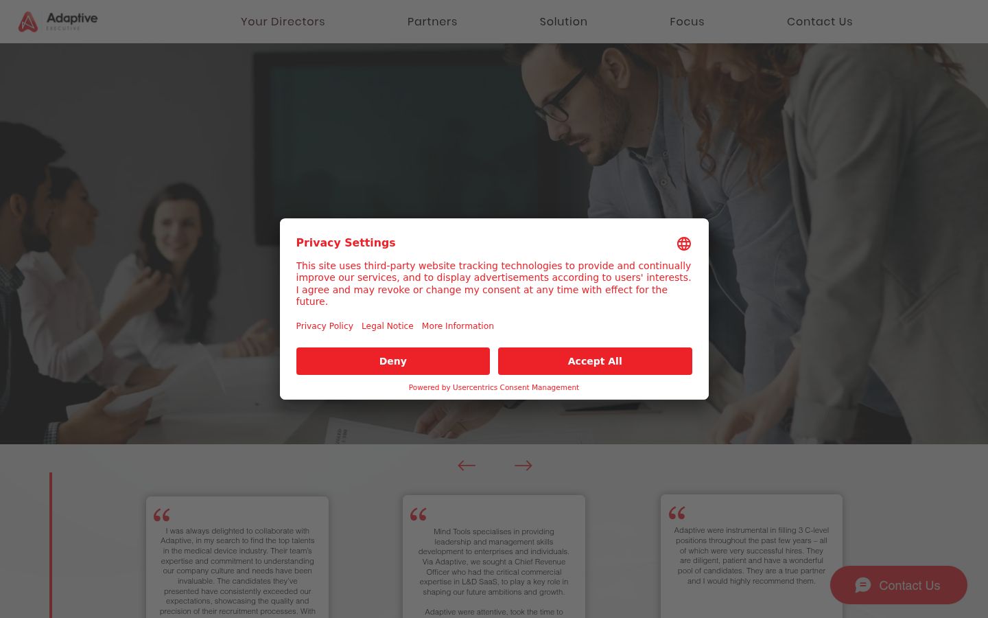 Screenshot of the consent banner shown before any interaction