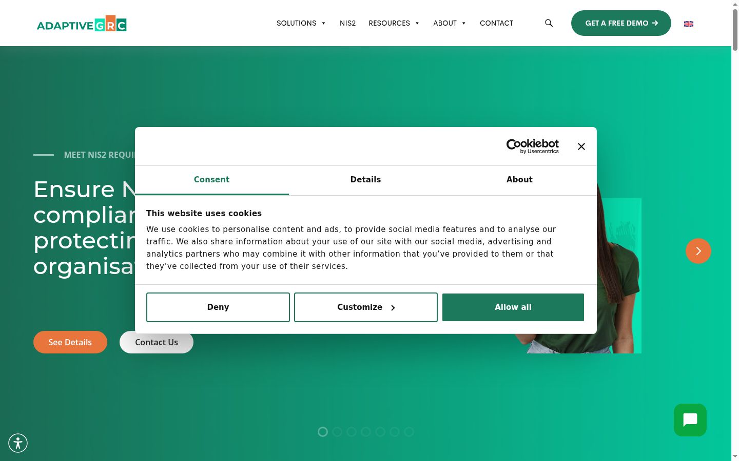 Screenshot of the consent banner shown before any interaction