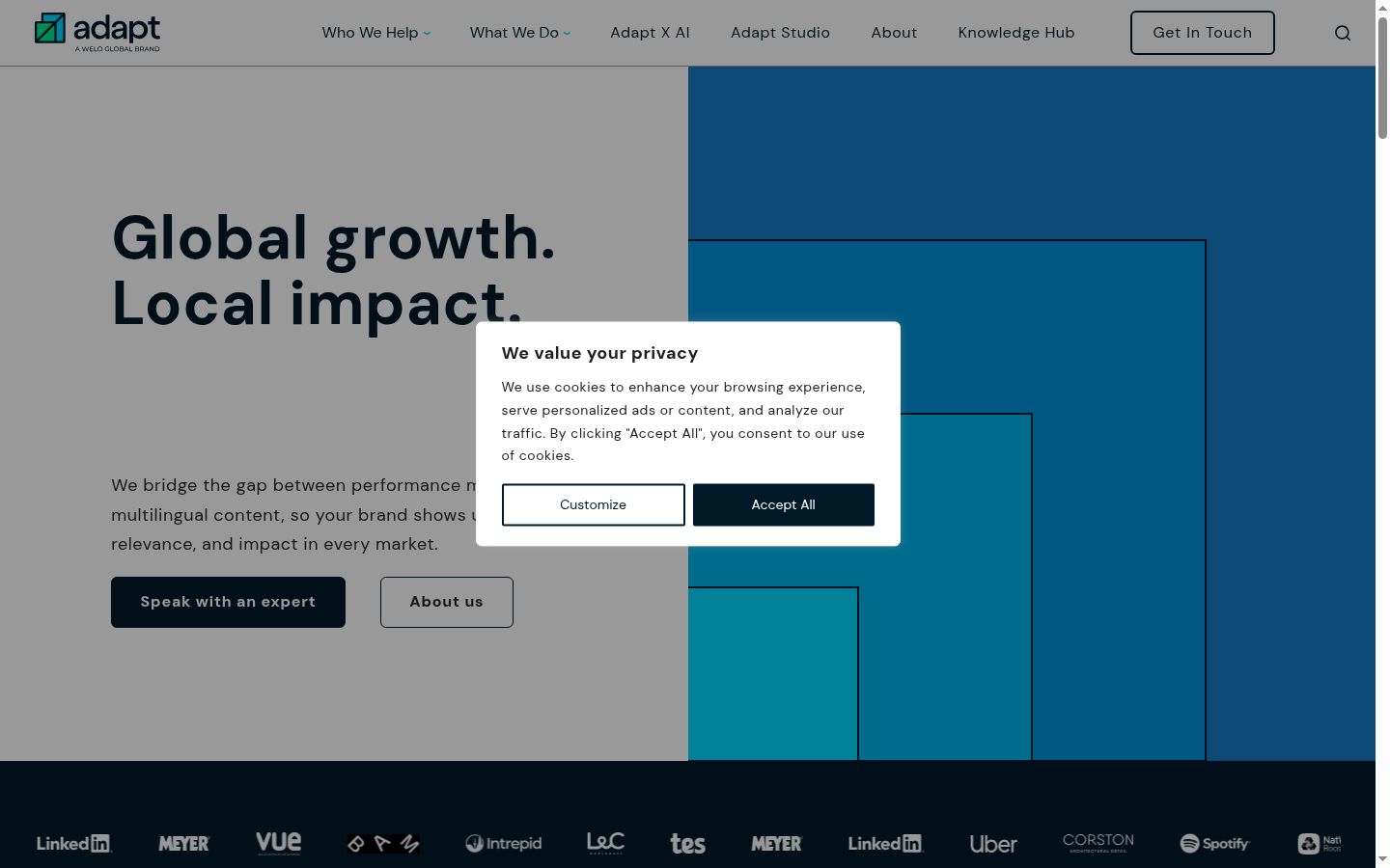 Screenshot of the consent banner shown before any interaction