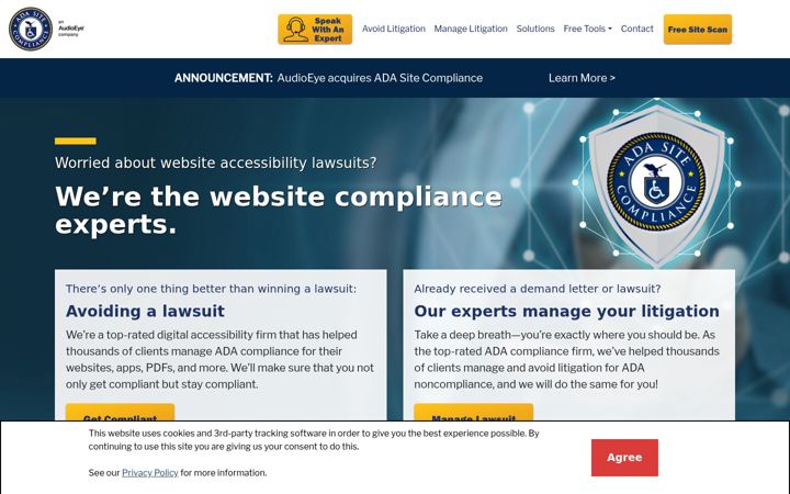 Screenshot van adasitecompliance.com