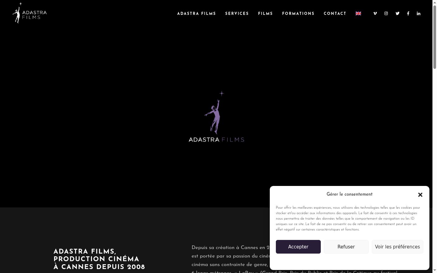 Captura de ecrã do banner de consentimento apresentado antes de qualquer interação