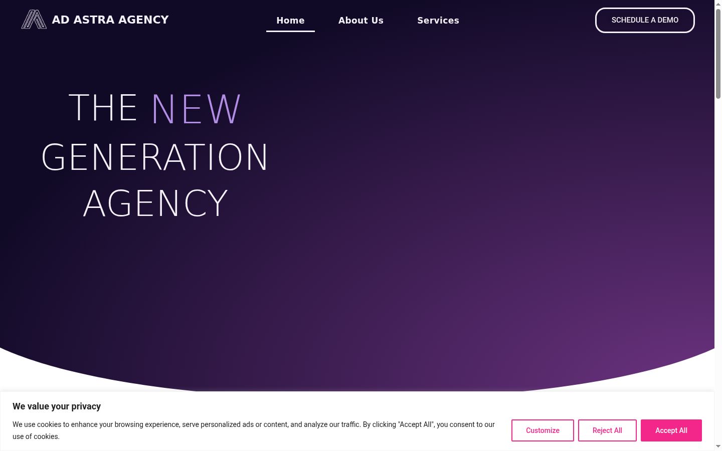 Screenshot of the consent banner shown before any interaction