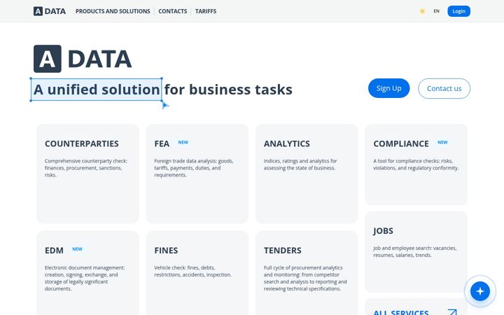 Screenshot of adata.kz