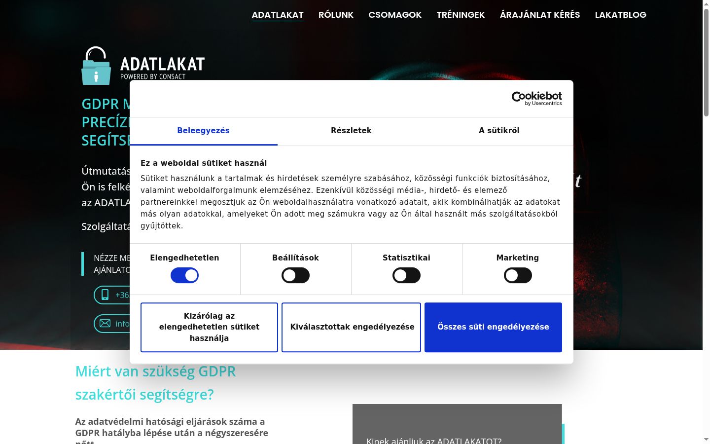 Skærmbillede af samtykkebanneret, som det blev vist før nogen interaktion
