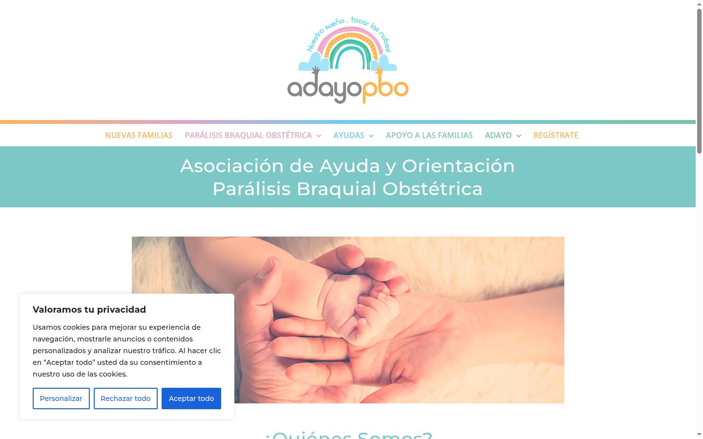 Captura de ecrã do banner de consentimento apresentado antes de qualquer interação