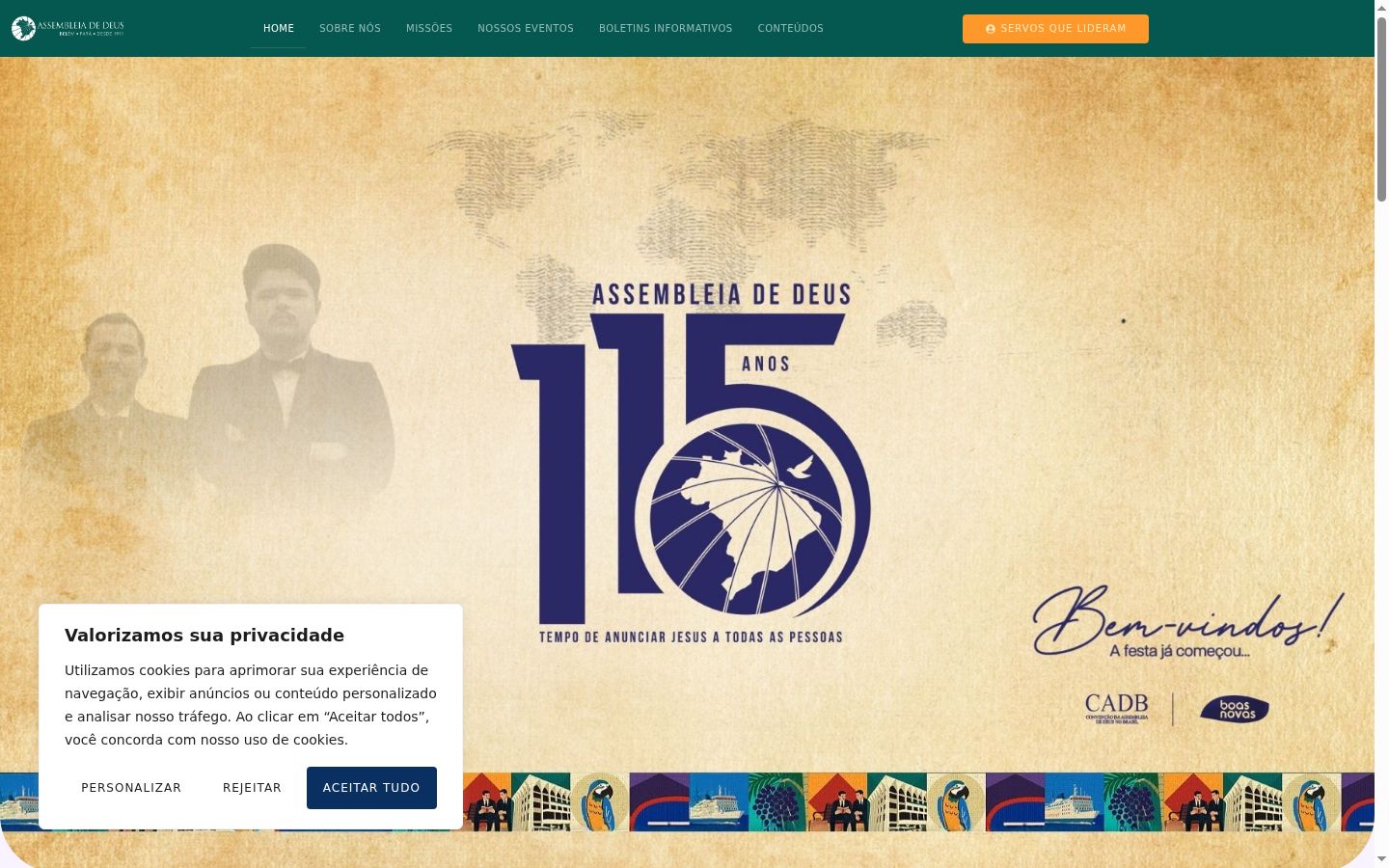 Captura de pantalla del banner de consentimiento mostrado antes de cualquier interacción