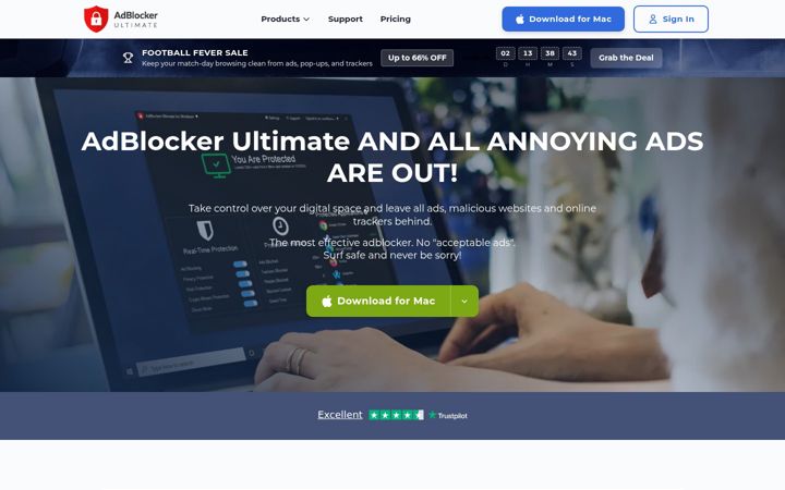 Ekrano kopija adblockultimate.net