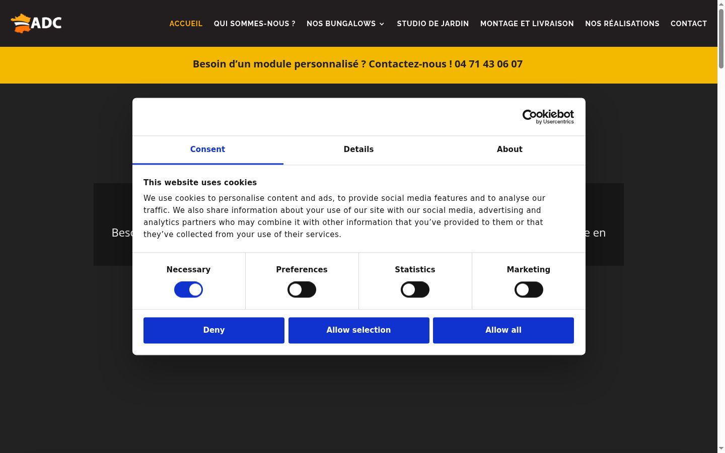 Screenshot of the consent banner shown before any interaction
