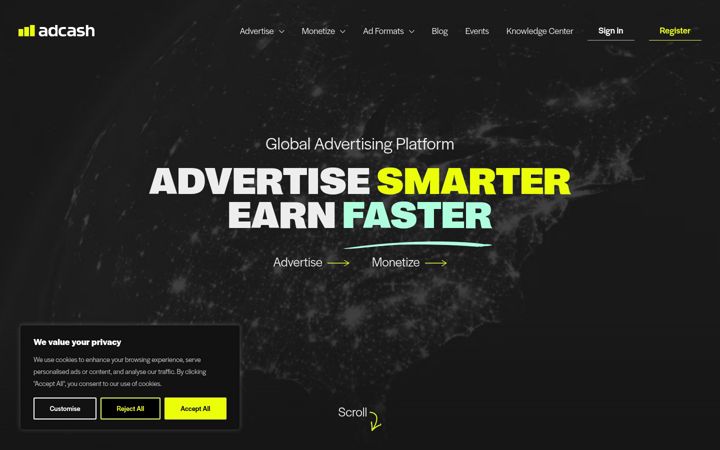 Screenshot of adcash.com
