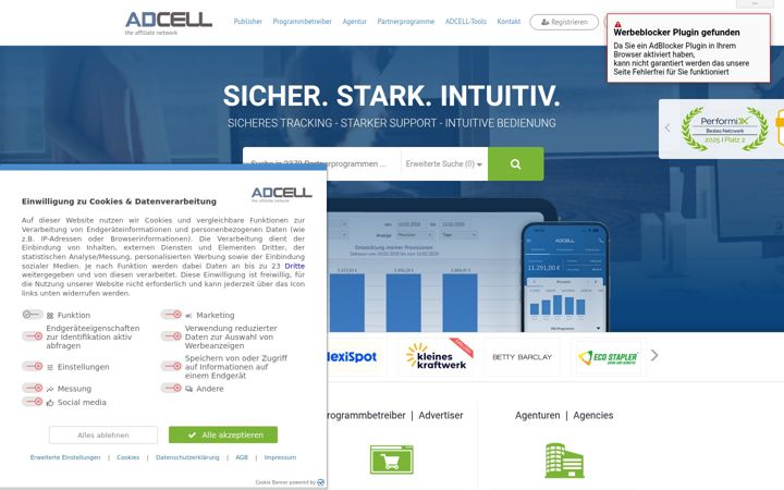 Posnetek zaslona adcell.com