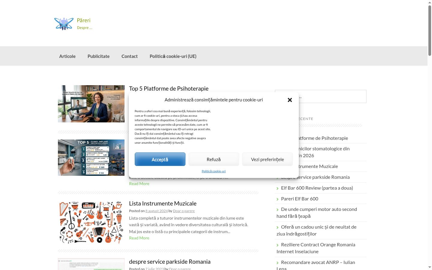 Screenshot of the consent banner shown before any interaction