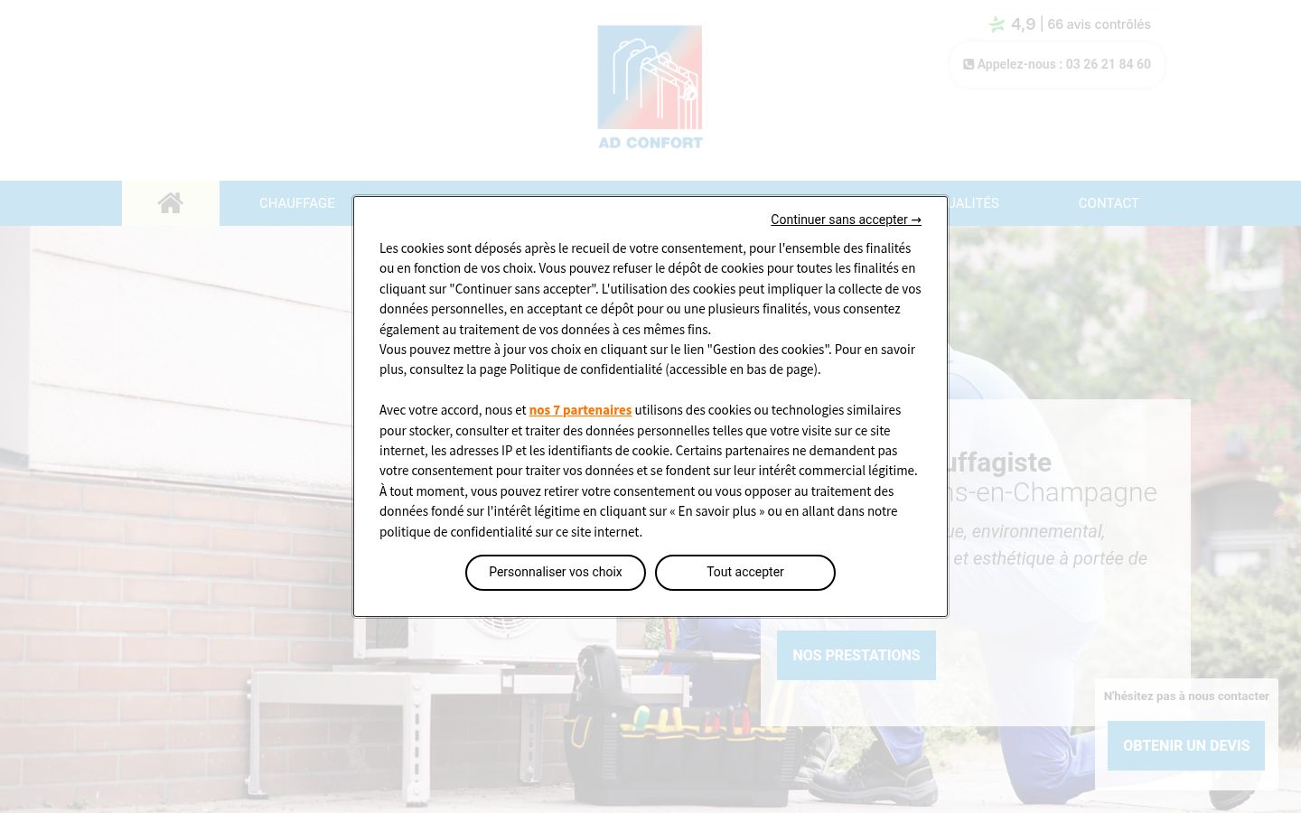 Captura de ecrã do banner de consentimento apresentado antes de qualquer interação