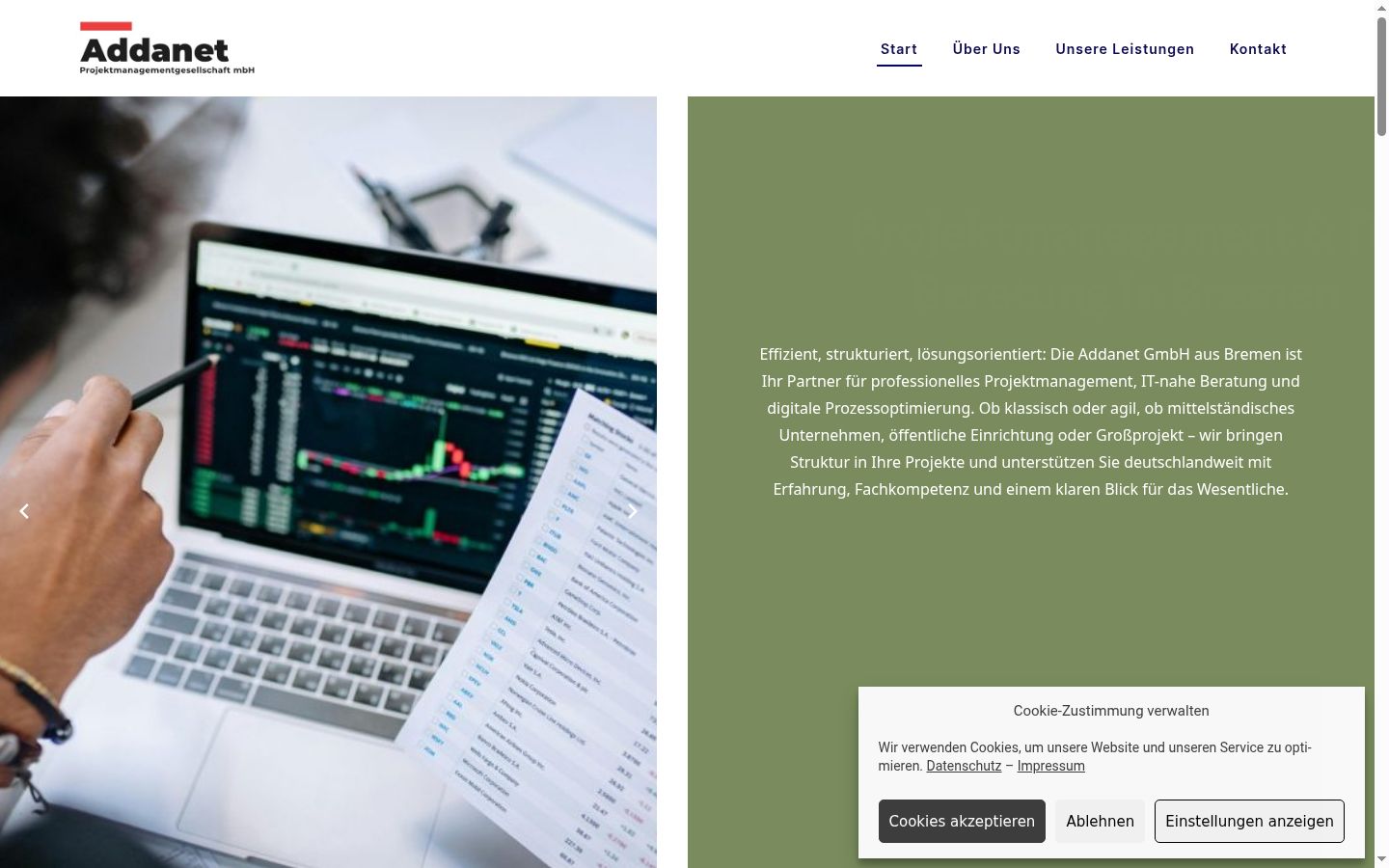 Screenshot del banner di consenso mostrato prima di qualsiasi interazione