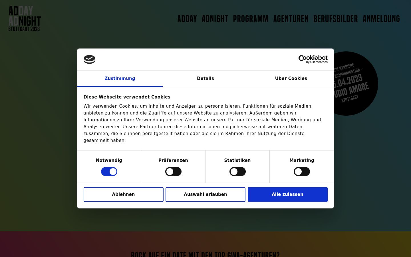 Snímek obrazovky baneru souhlasu zobrazeného před jakoukoli interakcí