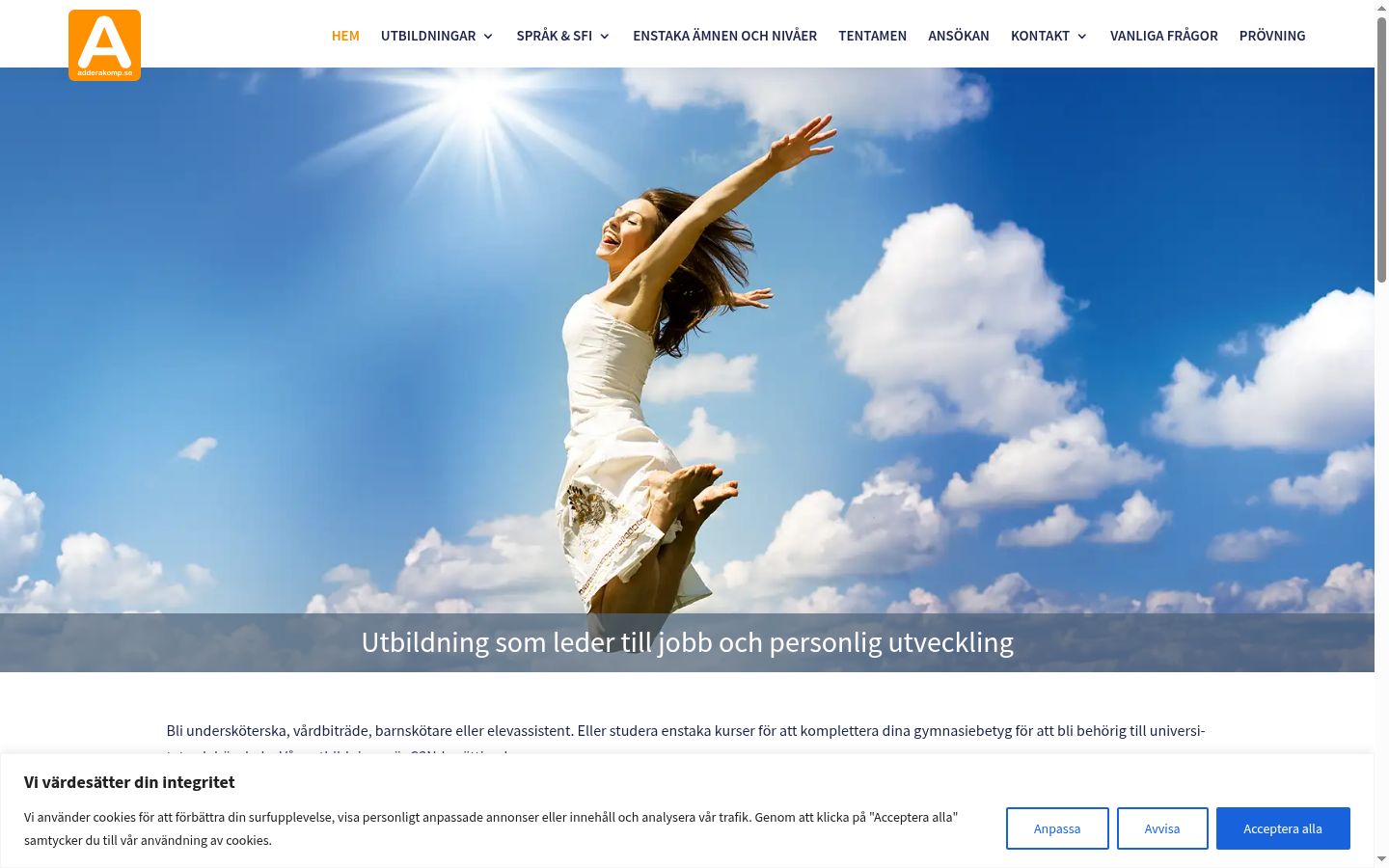Screenshot del banner di consenso mostrato prima di qualsiasi interazione