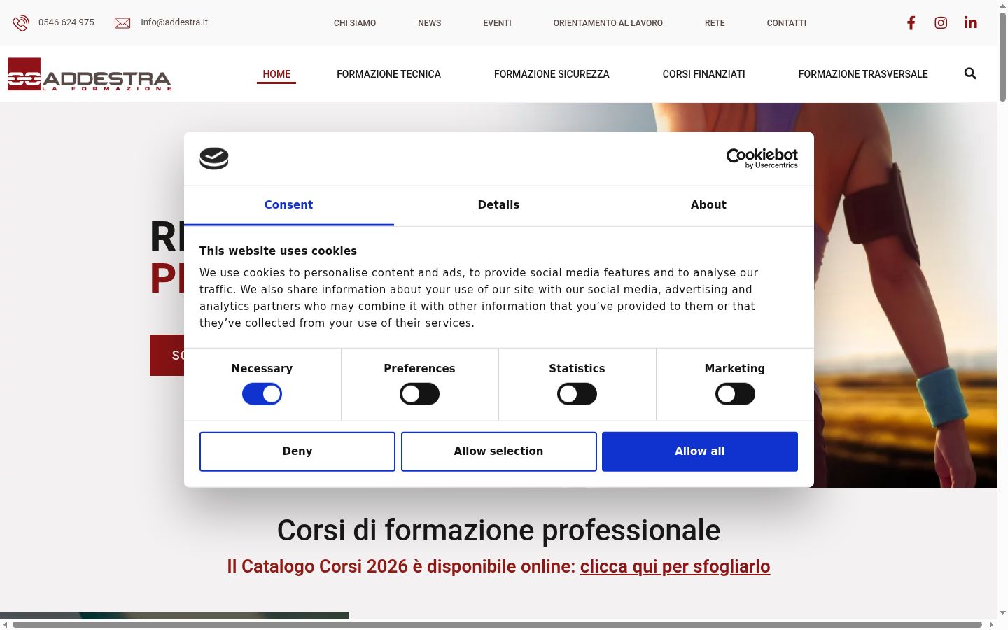 Screenshot of the consent banner shown before any interaction