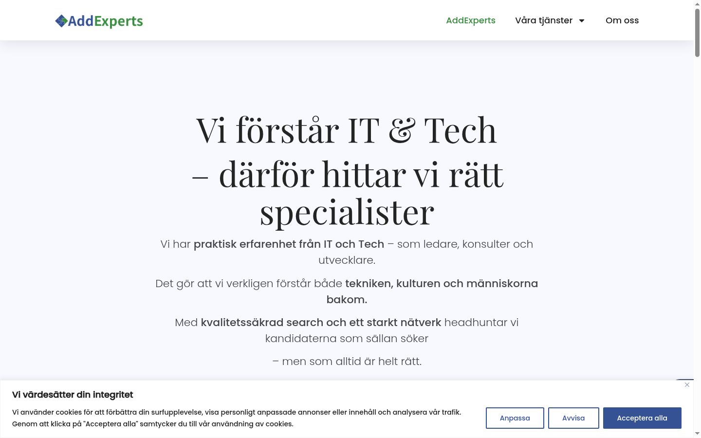 Screenshot del banner di consenso mostrato prima di qualsiasi interazione