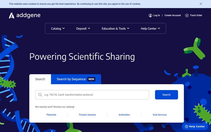 Skærmbillede af addgene.org