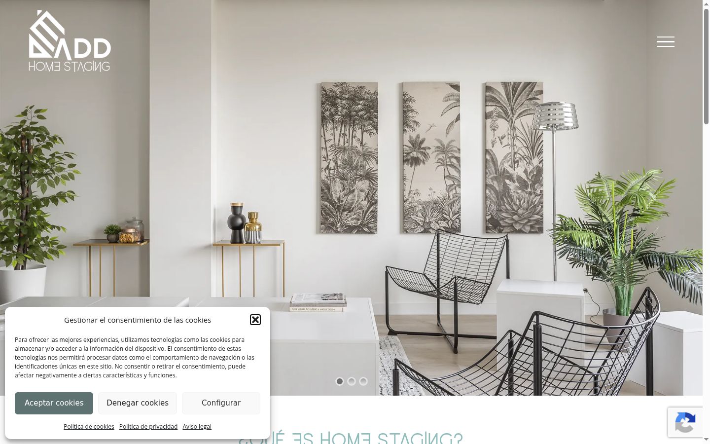 Captura de pantalla del banner de consentimiento mostrado antes de cualquier interacción