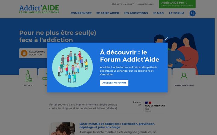 Screenshot of addictaide.fr