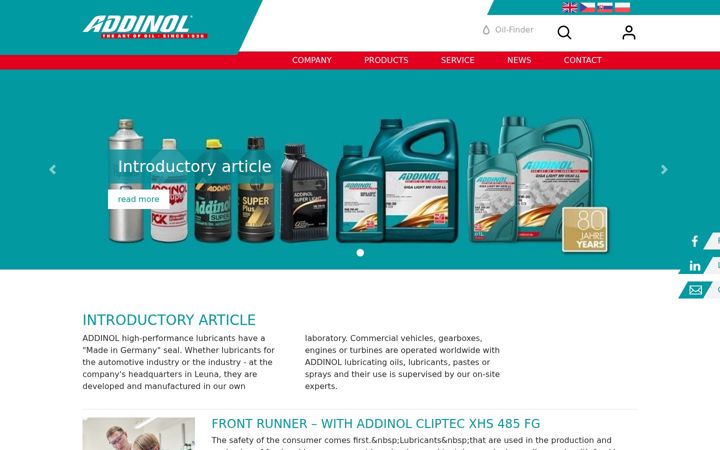 Screenshot of addinol.cz