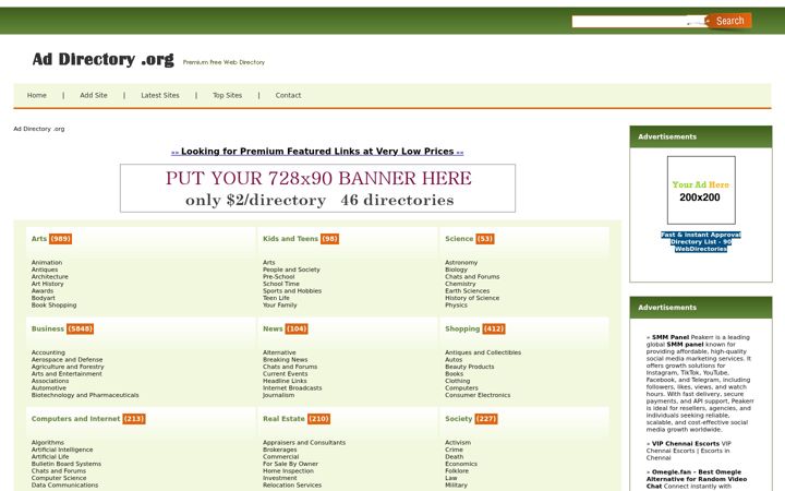 Screenshot of addirectory.org