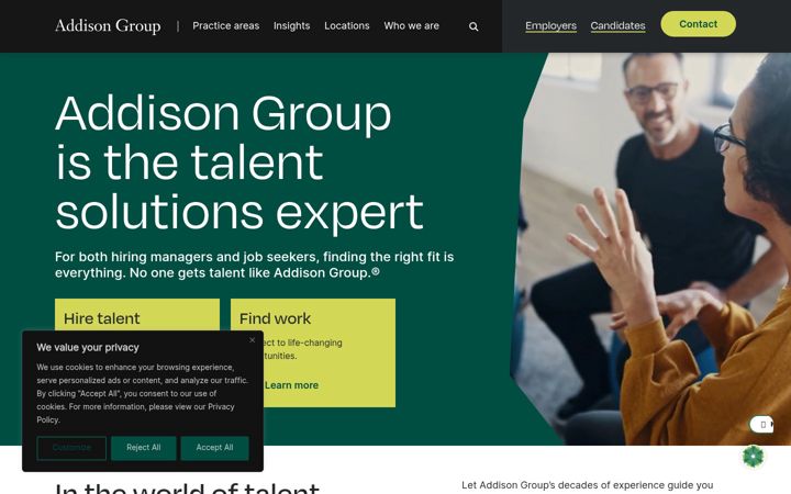 Snimka zaslona za addisongroup.com