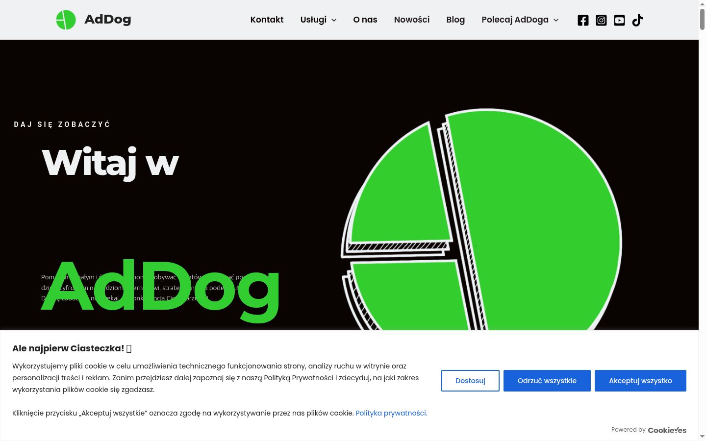 Sutikimo reklamjuostės, rodytos prieš bet kokią sąveiką, ekrano kopija
