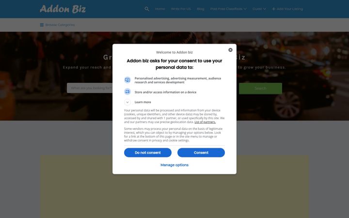 Screenshot of addonbiz.com