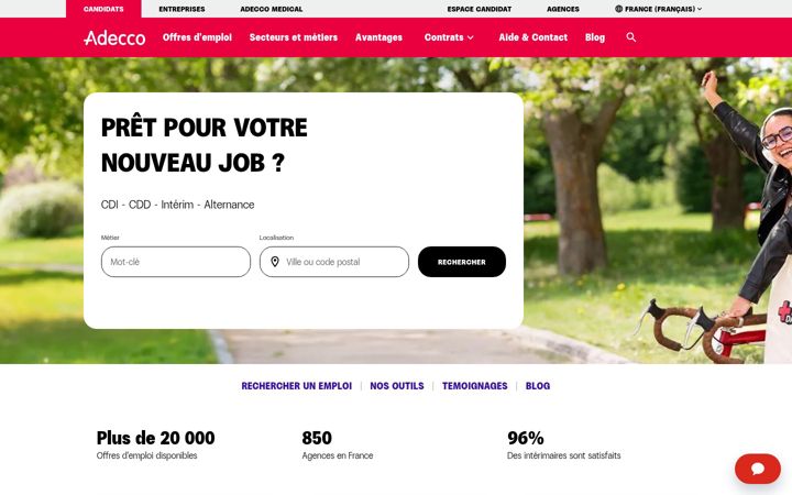 Screenshot van adecco.fr