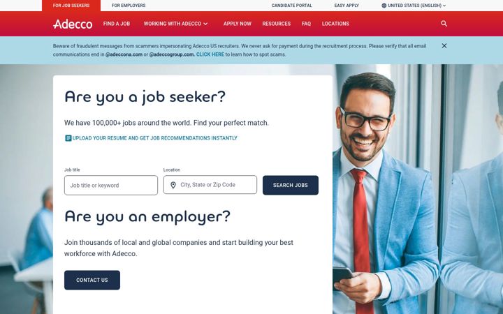 Screenshot of adeccousa.com