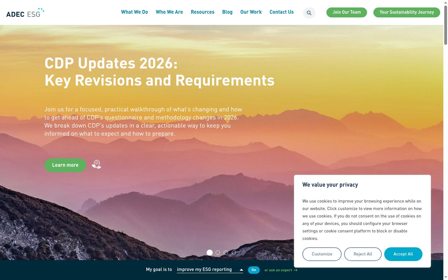 Screenshot of the consent banner shown before any interaction