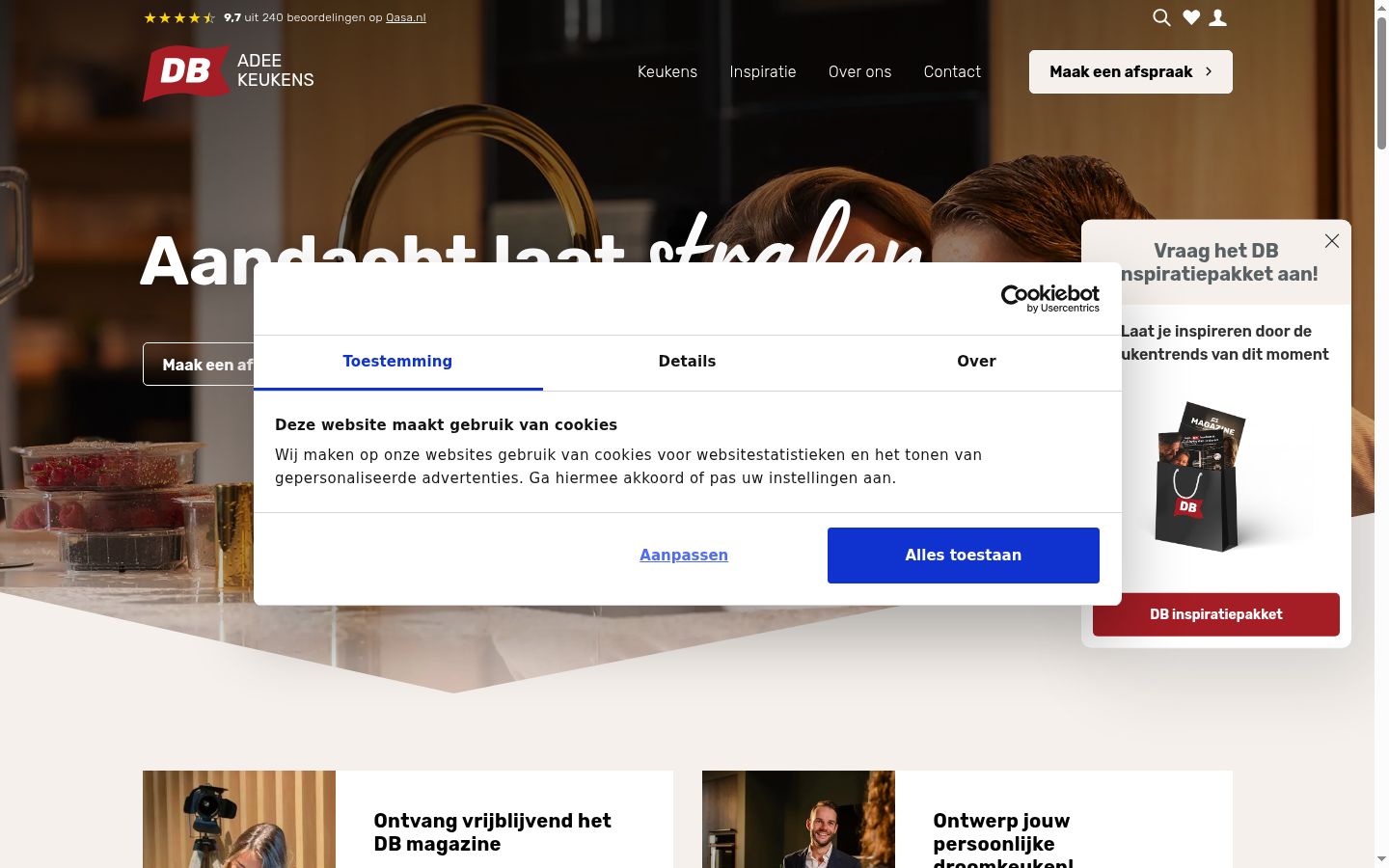 Screenshot del banner di consenso mostrato prima di qualsiasi interazione